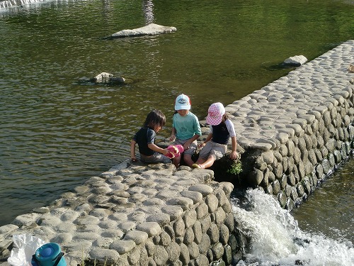 playing in the river